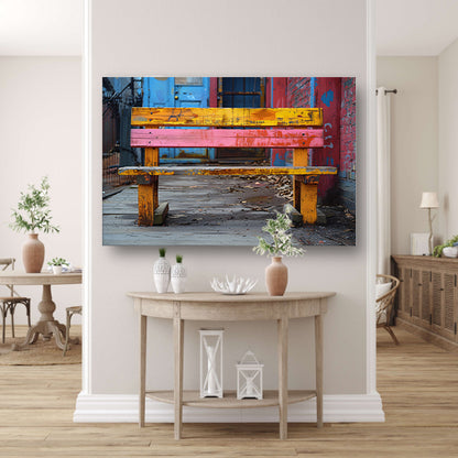 Minimalistisch bank op stoep canvas met baklijst
