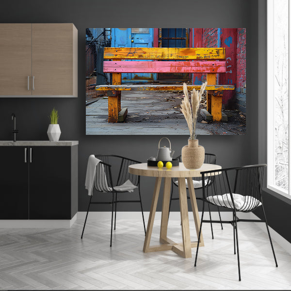 Minimalistisch bank op stoep canvas met baklijst