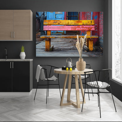 Minimalistisch bank op stoep canvas met baklijst