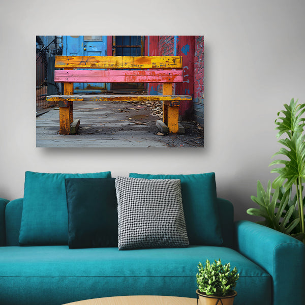 Minimalistisch bank op stoep canvas met baklijst