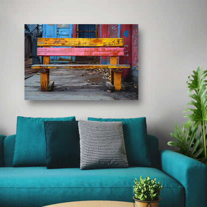 Minimalistisch bank op stoep canvas met baklijst