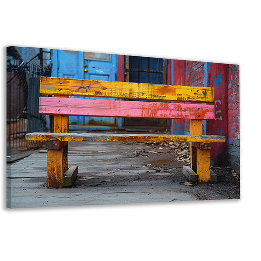 Minimalistisch bank op stoep canvas