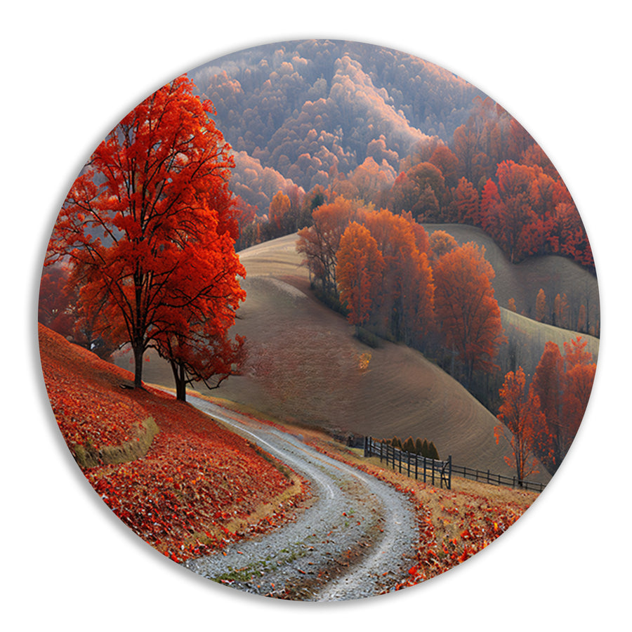 Impressionistisch Landschap met Bomen aluminium muurcirkel