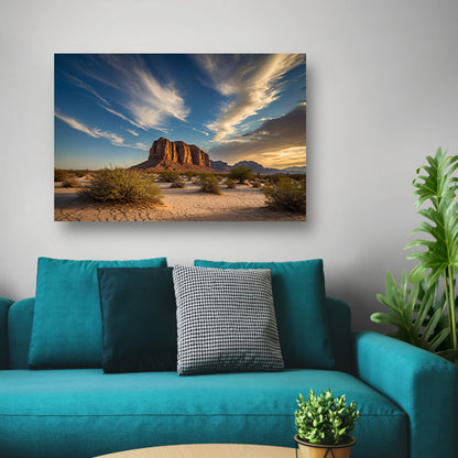 Prachtig woestijnlandschap met kleurrijke lucht canvas
