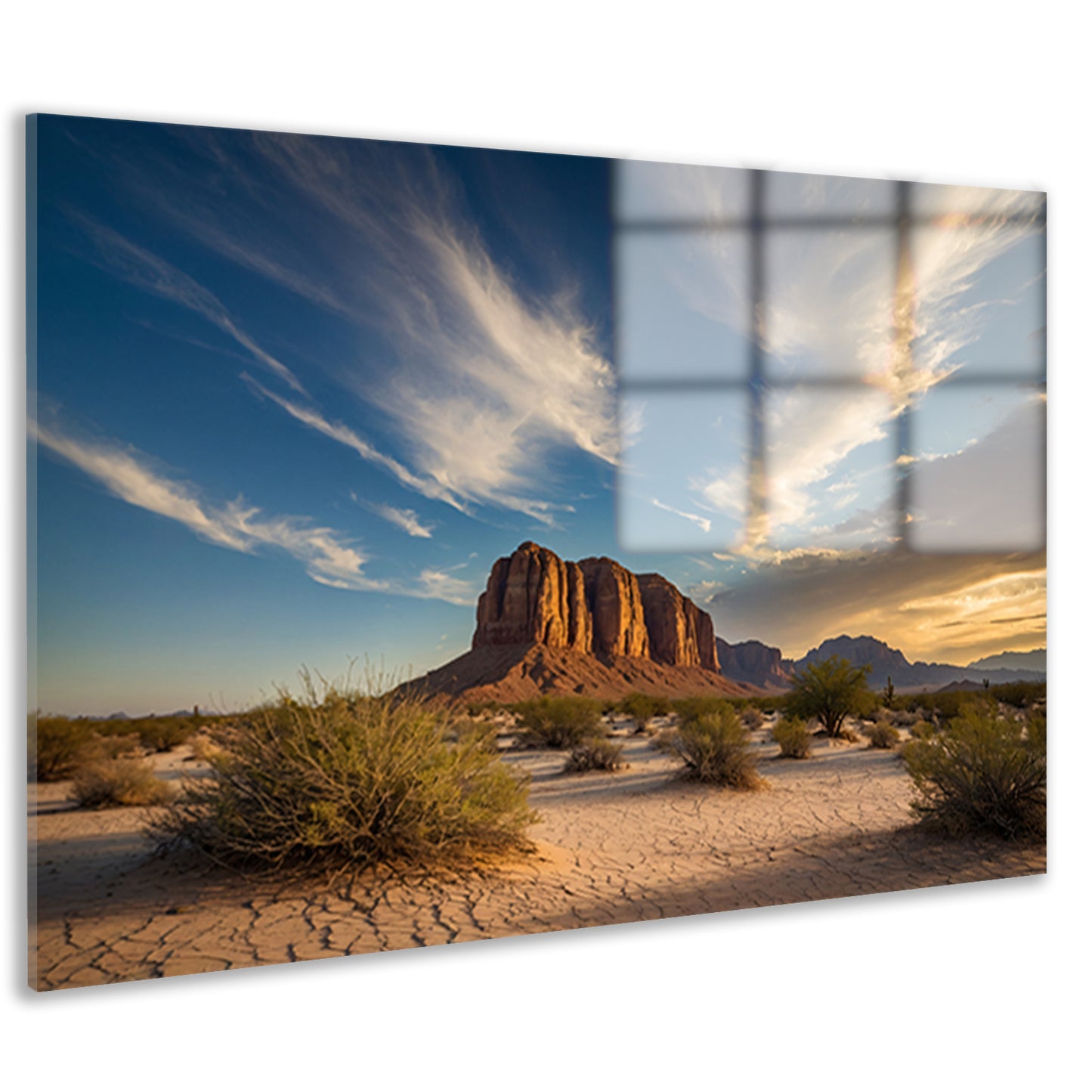 Prachtig woestijnlandschap met kleurrijke lucht acrylglas