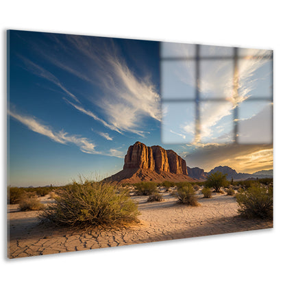 Prachtig woestijnlandschap met kleurrijke lucht acrylglas