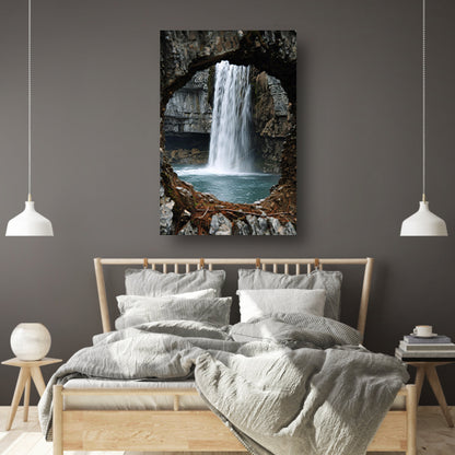 Waterval door Stenen Raam in Natuur acrylglas