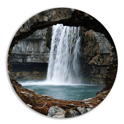 Waterval door Stenen Raam in Natuur aluminium muurcirkel