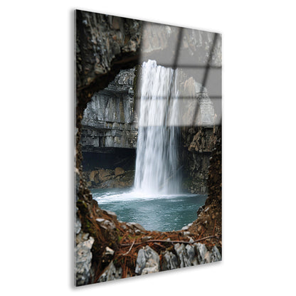 Waterval door Stenen Raam in Natuur acrylglas