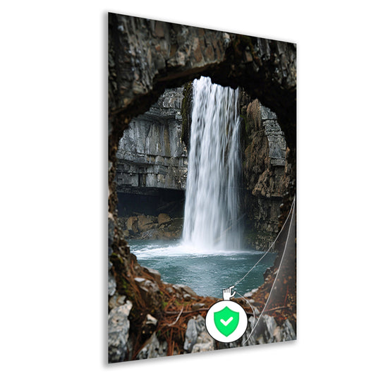 Waterval door Stenen Raam in Natuur poster