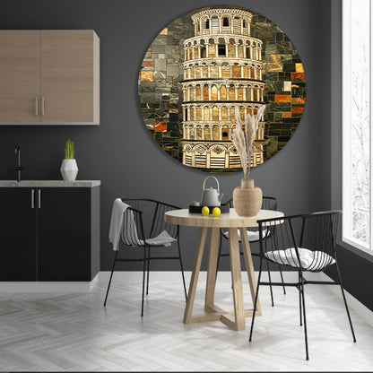 Kleurrijk mozaïek van de toren van Pisa forex muurcirkel