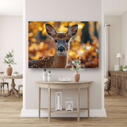 Schattig hert in herfstbos landschap canvas