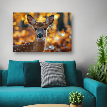 Schattig hert in herfstbos landschap canvas