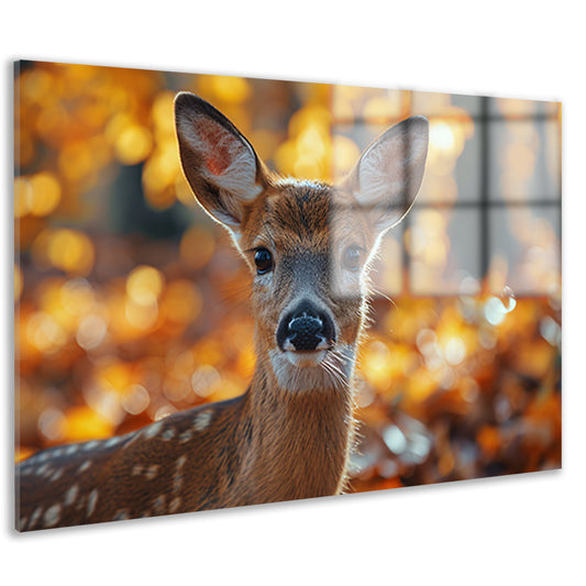 Schattig hert in herfstbos landschap acrylglas