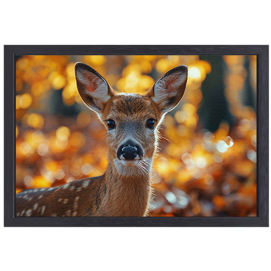 Schattig hert in herfstbos landschap canvas met baklijst