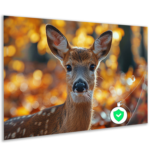 Schattig hert in herfstbos landschap poster