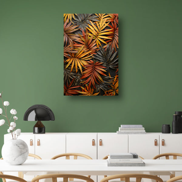 Modern Print van Herfstkleurige Palmbladeren canvas