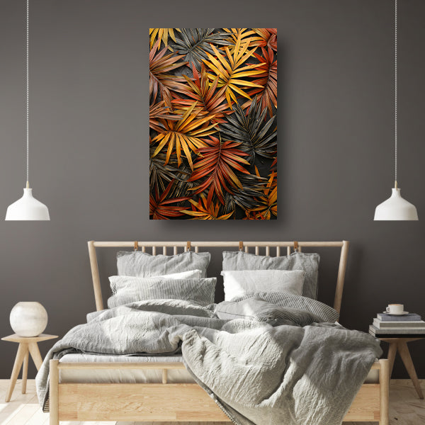Modern Print van Herfstkleurige Palmbladeren canvas