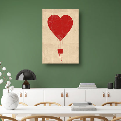 Minimalistisch hartvormige luchtballon kunstwerk canvas