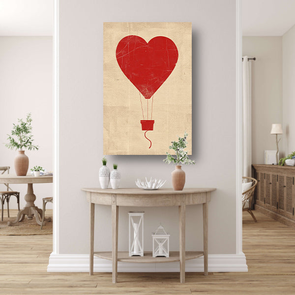 Minimalistisch hartvormige luchtballon kunstwerk canvas