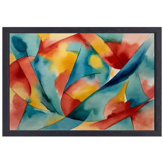 Vloeiende Abstractie in Levendige Waterverf canvas met baklijst