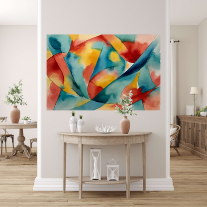 Vloeiende Abstractie in Levendige Waterverf canvas