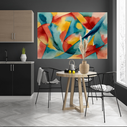 Vloeiende Abstractie in Levendige Waterverf canvas