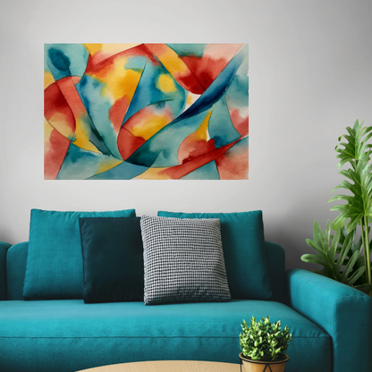 Vloeiende Abstractie in Levendige Waterverf canvas