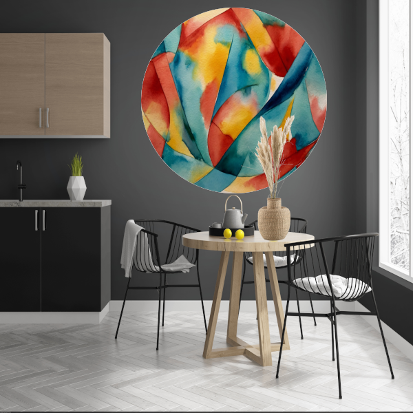 Vloeiende Abstractie in Levendige Waterverf aluminium muurcirkel
