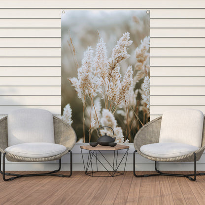 Close-up van Witte Pluimen tuinposter