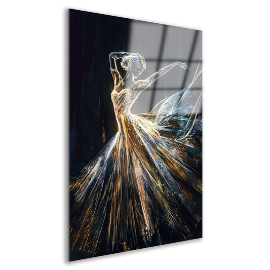 Gouden Schaduw Dans - Een Lichtspektakel Acrylglas