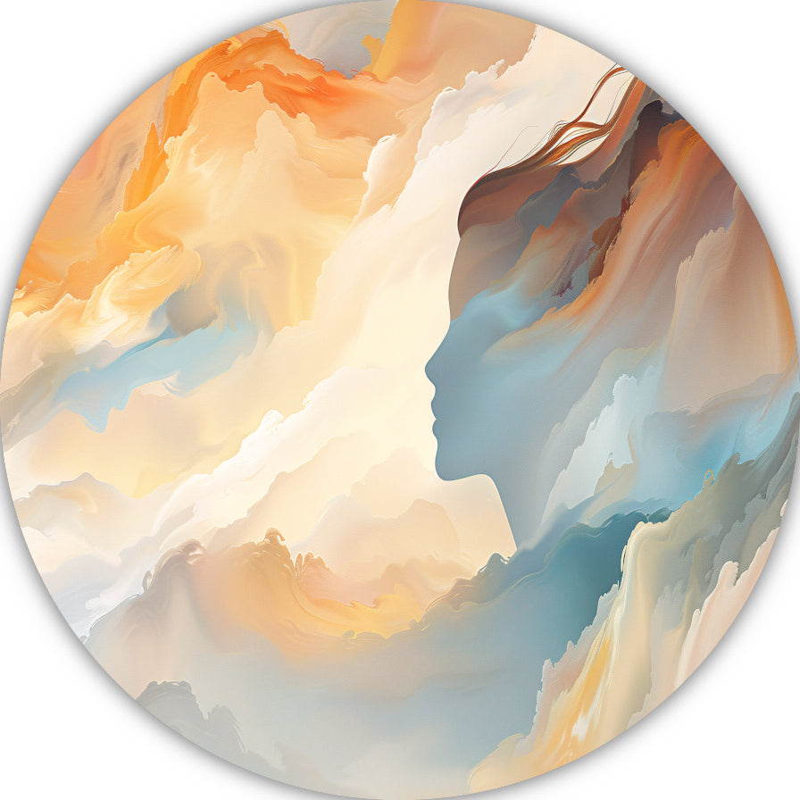 Gezicht en Werveling in Abstracte Kleuren forex muurcirkel