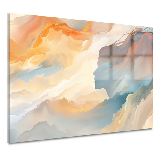 Gezicht en Werveling in Abstracte Kleuren acrylglas