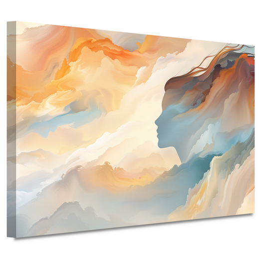 Gezicht en Werveling in Abstracte Kleuren canvas