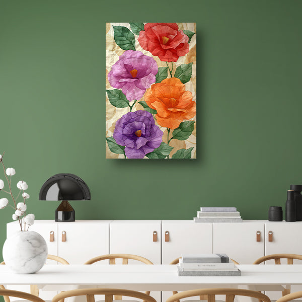 Kunstzinnig ontwerp van kleurrijke bloemen canvas