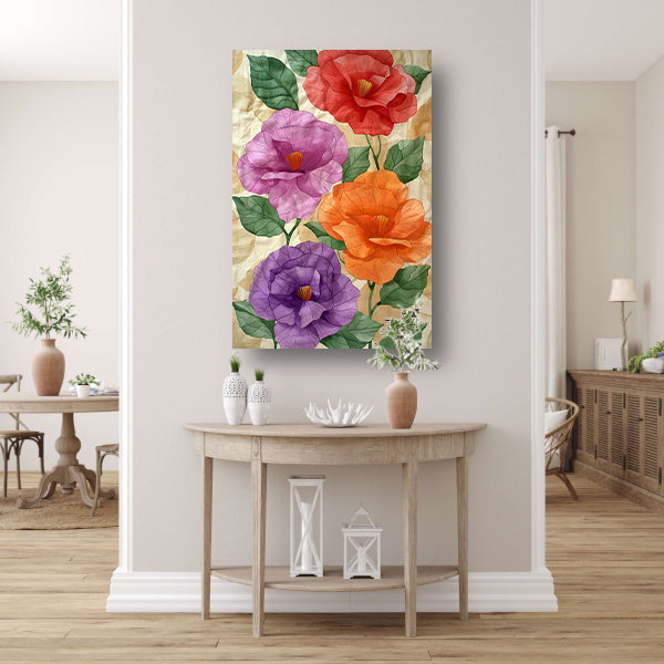 Kunstzinnig ontwerp van kleurrijke bloemen canvas