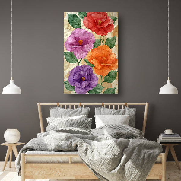 Kunstzinnig ontwerp van kleurrijke bloemen canvas