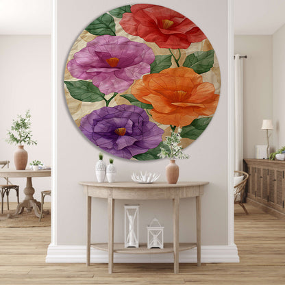 Kunstzinnig ontwerp van kleurrijke bloemen forex muurcirkel