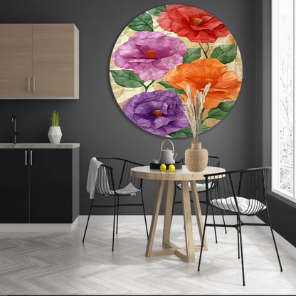 Kunstzinnig ontwerp van kleurrijke bloemen forex muurcirkel