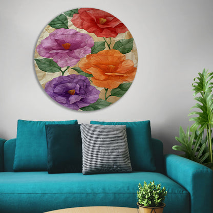 Kunstzinnig ontwerp van kleurrijke bloemen forex muurcirkel