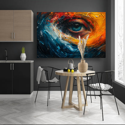 Blauw ogen canvas met baklijst