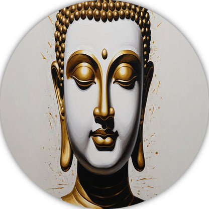 Gouden Boeddha - Sereniteit en Wijsheid aluminium muurcirkel