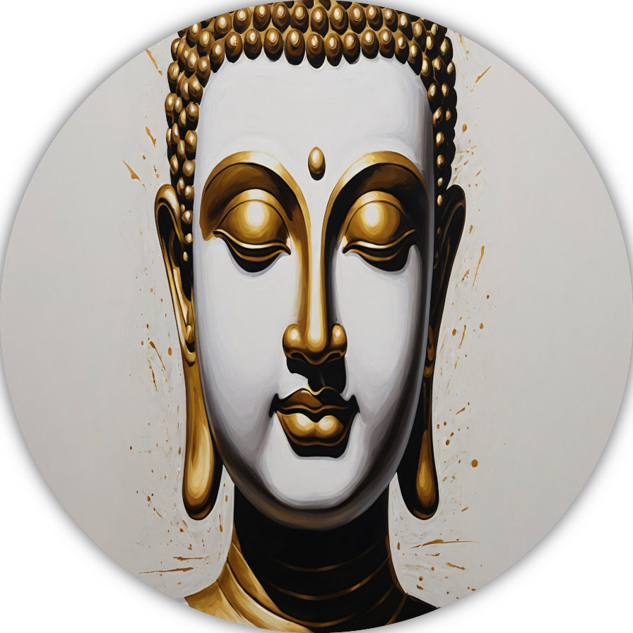 Gouden Boeddha - Sereniteit en Wijsheid aluminium muurcirkel