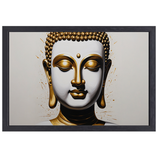 Gouden Boeddha - Sereniteit en Wijsheid canvas met baklijst