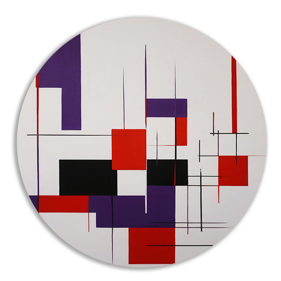 Geometrische Abstractie in Primaire Kleuren aluminium muurcirkel