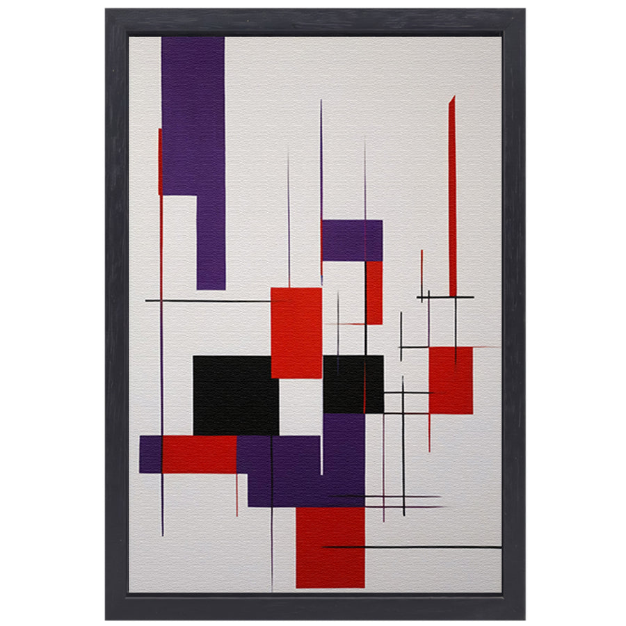 Geometrische Abstractie in Primaire Kleuren canvas met baklijst