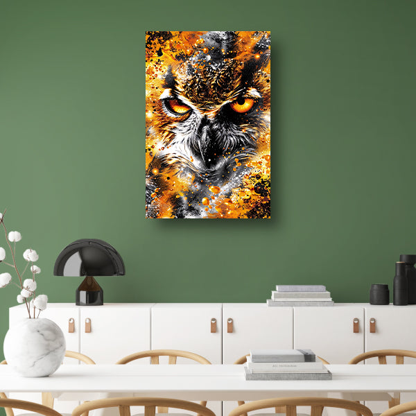 Kleurrijk abstract schilderij van een uil acrylglas