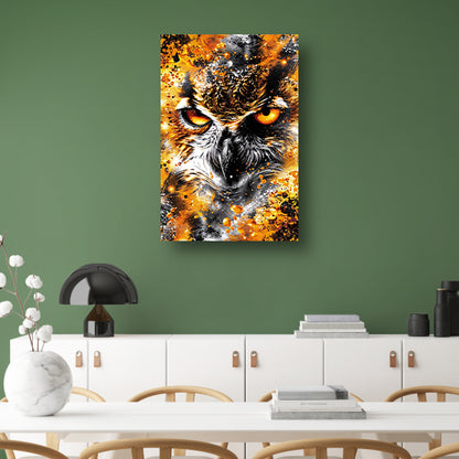 Kleurrijk abstract schilderij van een uil poster