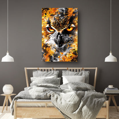Kleurrijk abstract schilderij van een uil poster