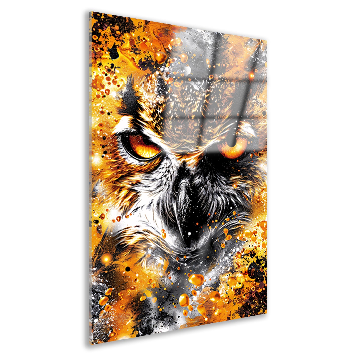 Kleurrijk abstract schilderij van een uil acrylglas
